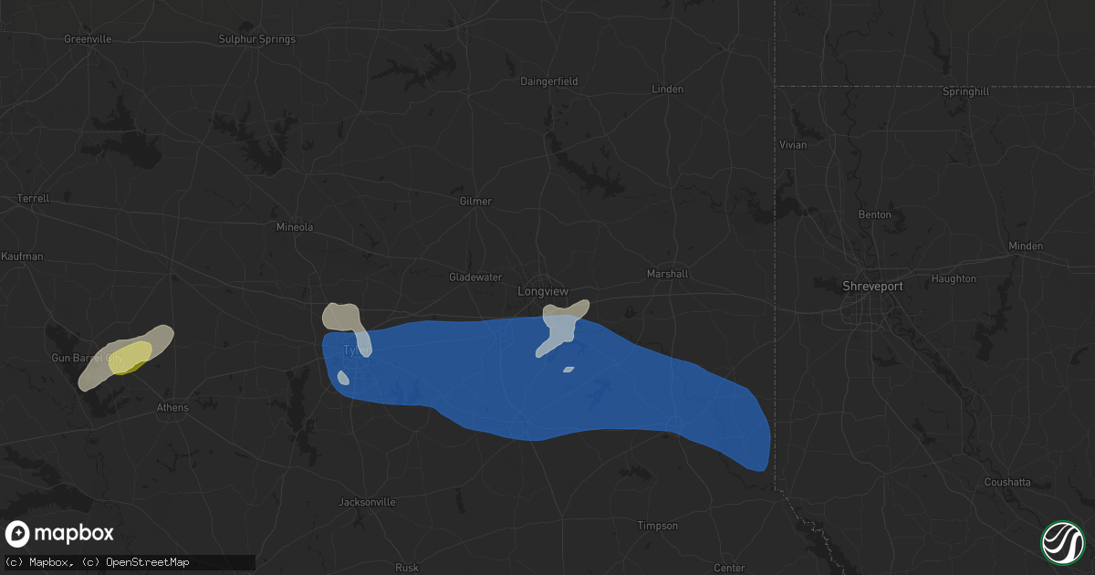 Hail map in Longview, TX on June 3, 2024
