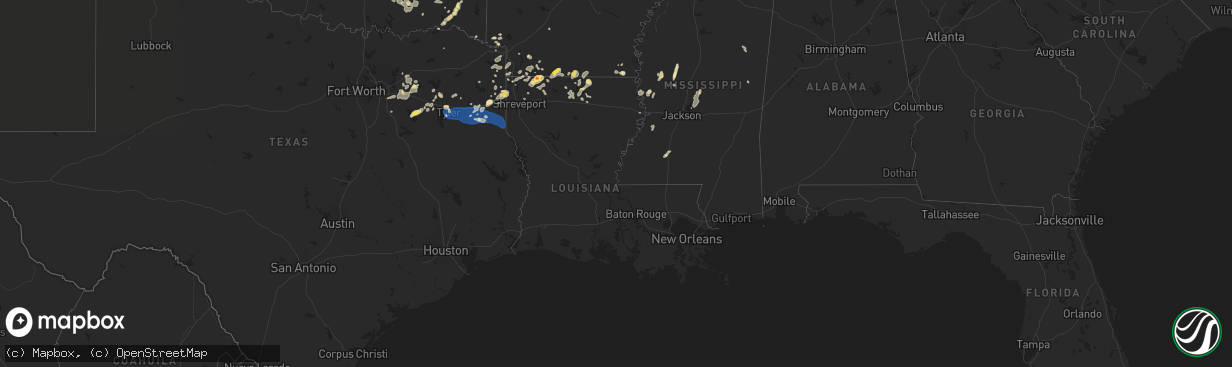 Hail map in Louisiana on June 3, 2024