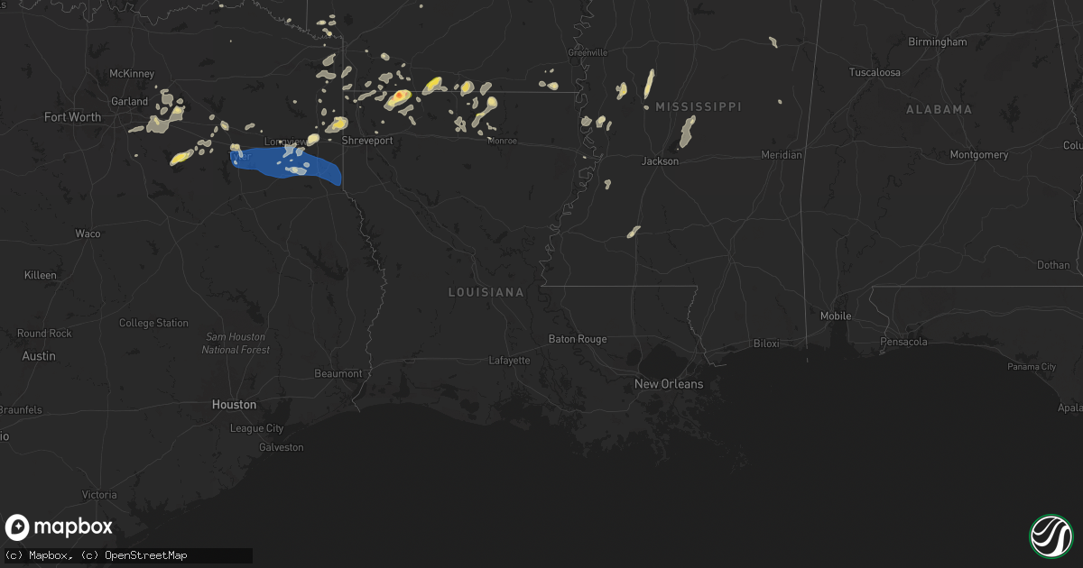 Hail map in Louisiana on June 3, 2024