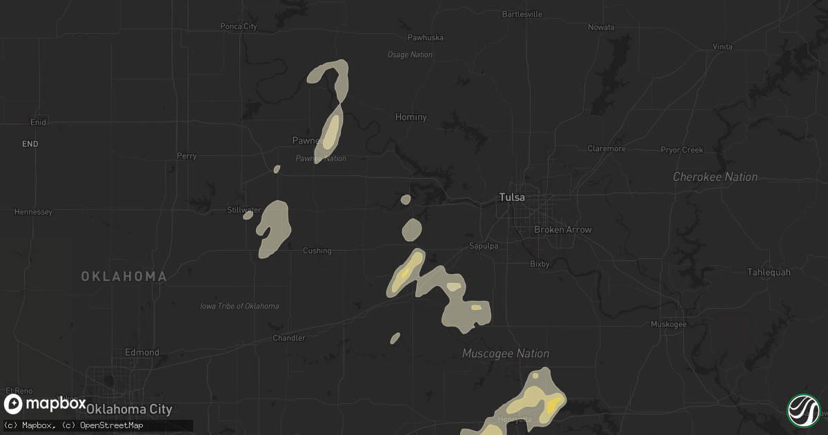 Hail map in Mannford, OK on June 3, 2024