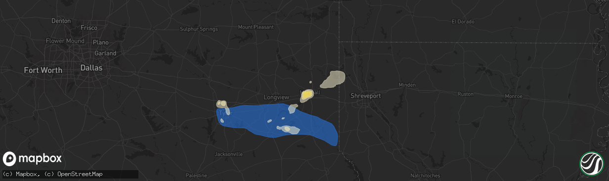 Hail map in Marshall, TX on June 3, 2024