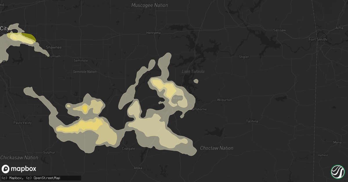 Hail map in Mcalester, OK on June 3, 2024