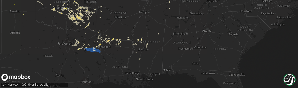 Hail map in Mississippi on June 3, 2024