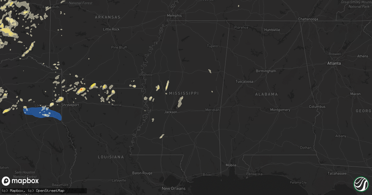 Hail map in Mississippi on June 3, 2024