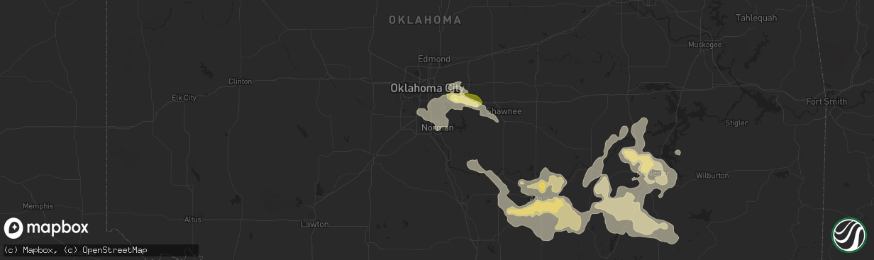 Hail map in Norman, OK on June 3, 2024