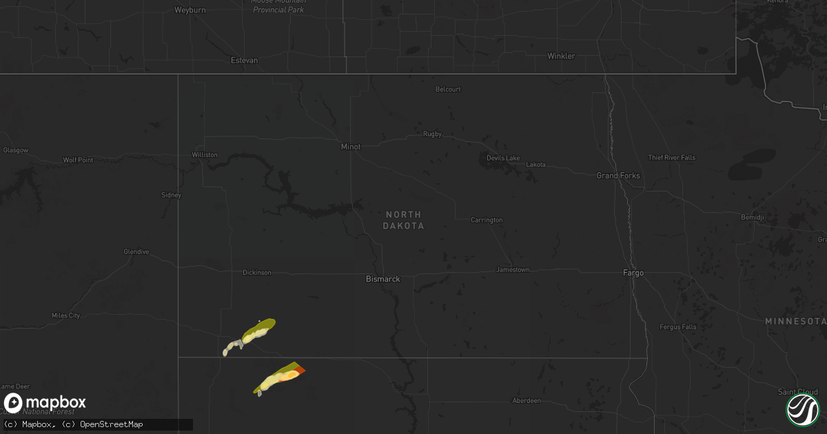 Hail map in North Dakota on June 3, 2024
