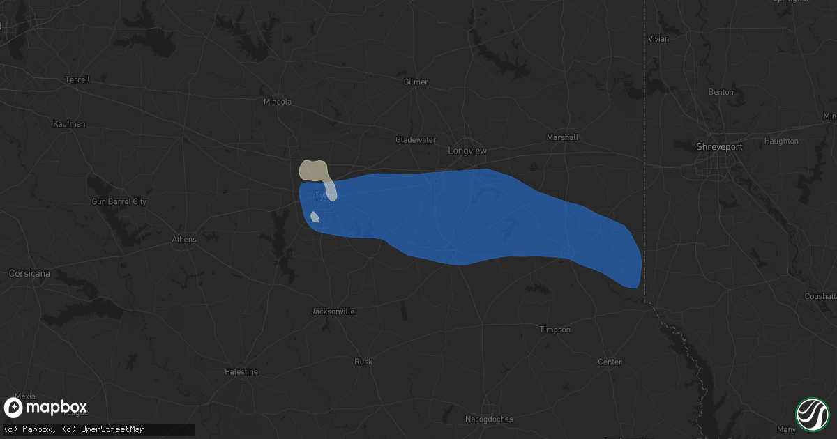 Hail map in Overton, TX on June 3, 2024