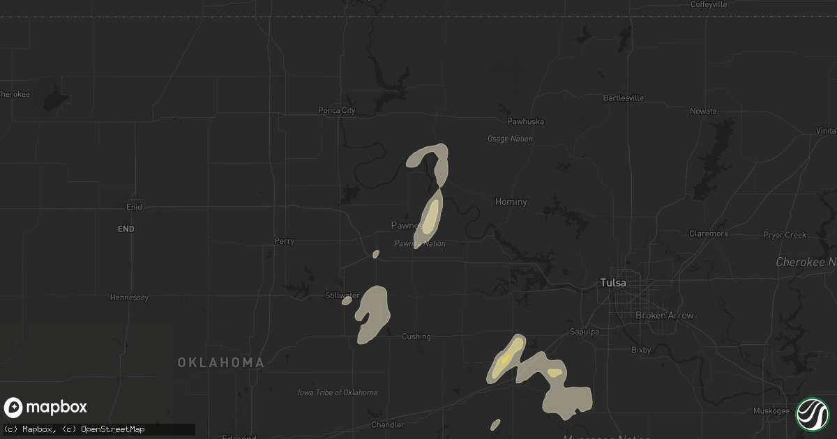 Hail map in Pawnee, OK on June 3, 2024