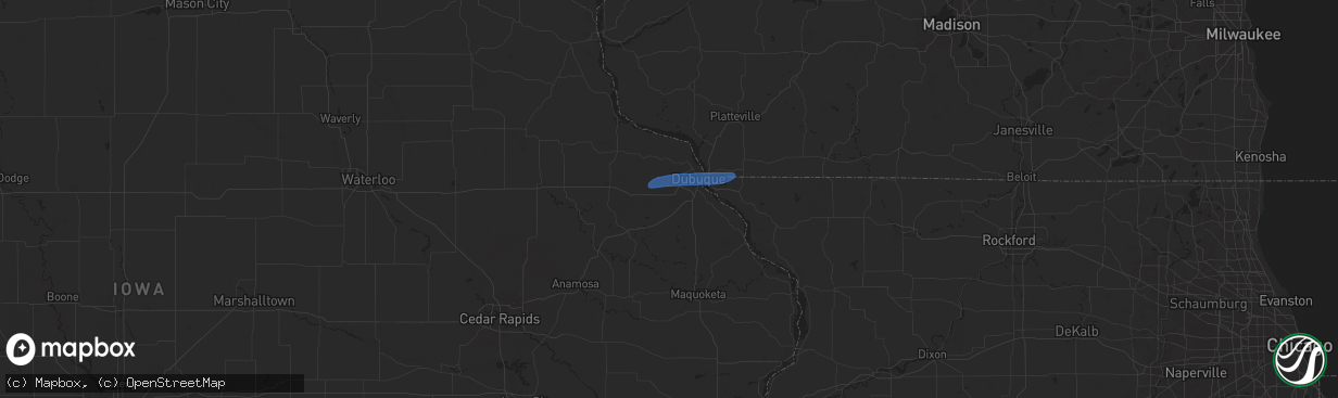 Hail map in Peosta, IA on June 3, 2024