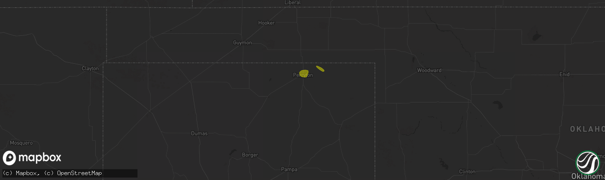 Hail map in Perryton, TX on June 3, 2024