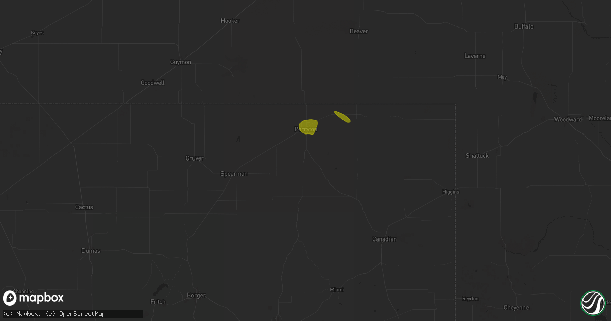 Hail map in Perryton, TX on June 3, 2024