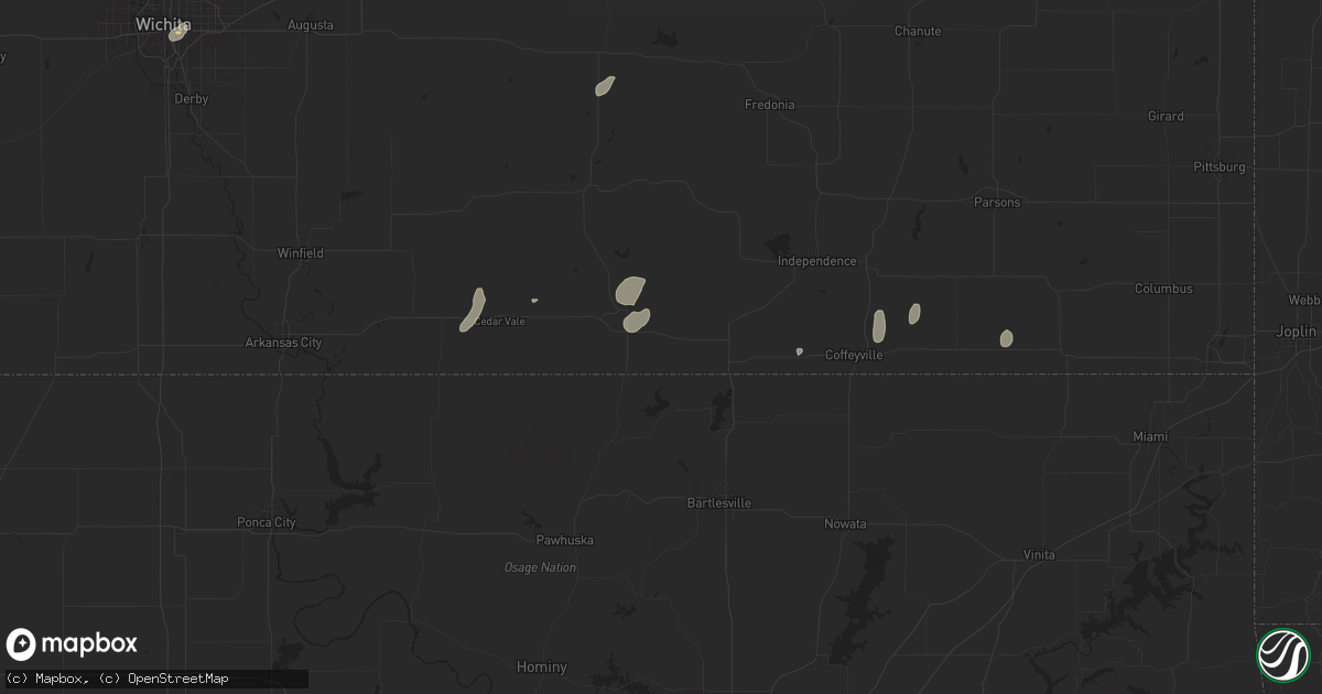 Hail map in Peru, KS on June 3, 2024