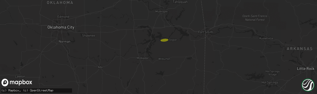 Hail map in Quinton, OK on June 3, 2024