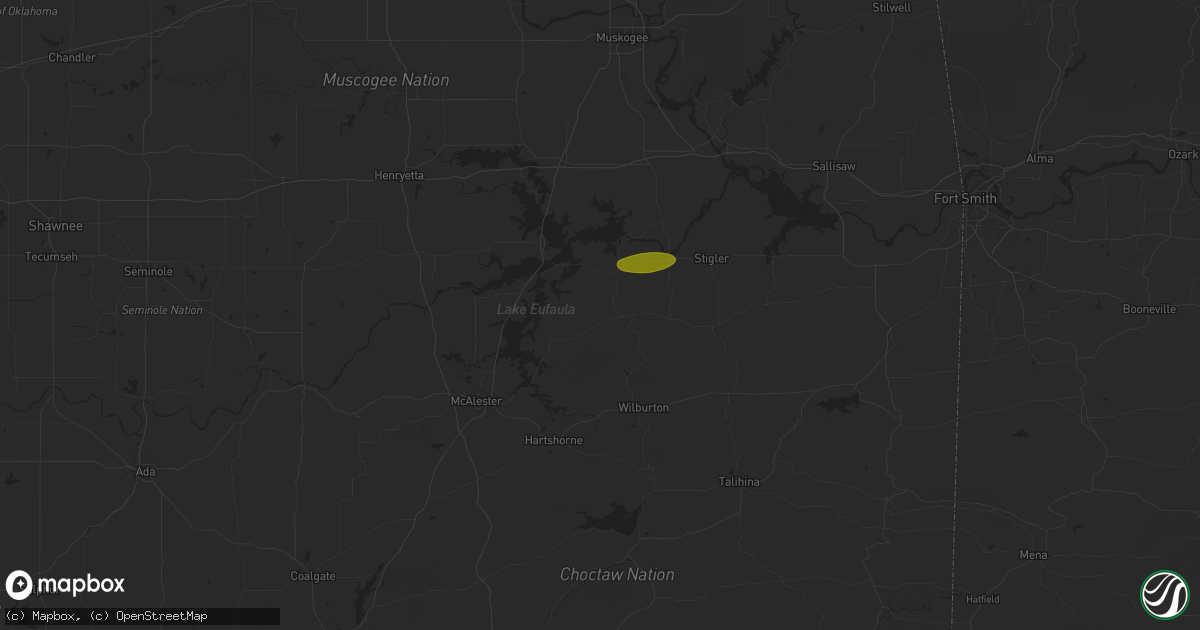 Hail map in Quinton, OK on June 3, 2024