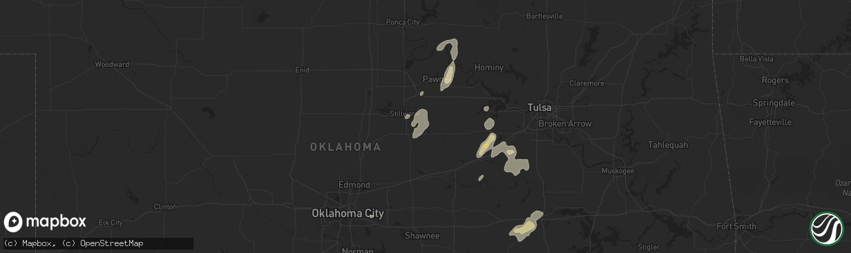 Hail map in Ripley, OK on June 3, 2024