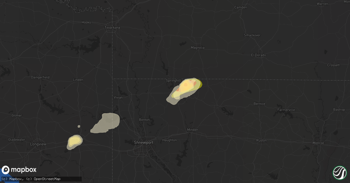 Hail map in Sarepta, LA on June 3, 2024