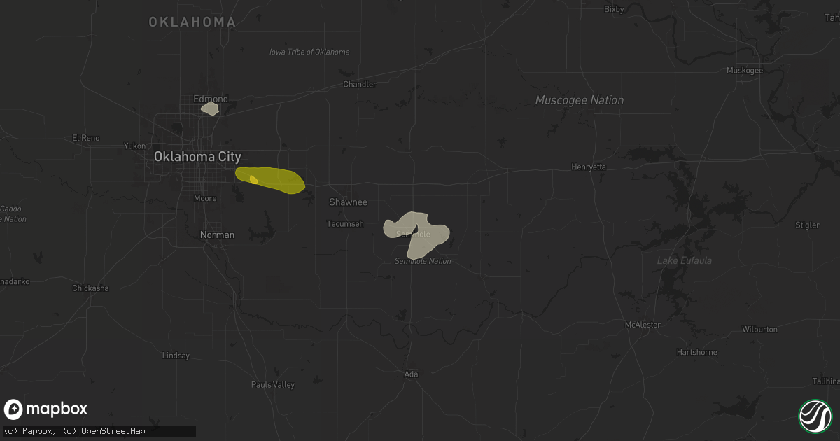 Hail map in Seminole, OK on June 3, 2024