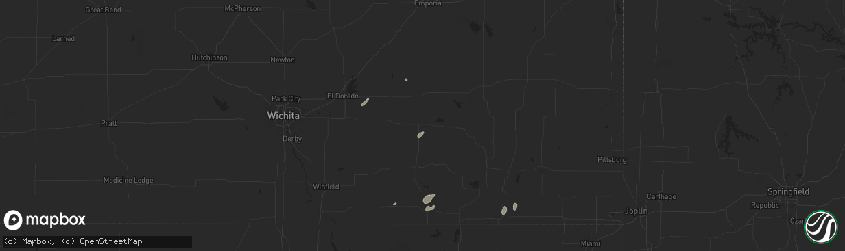 Hail map in Severy, KS on June 3, 2024