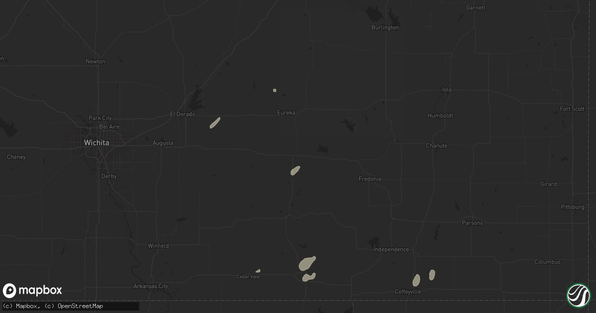 Hail map in Severy, KS on June 3, 2024