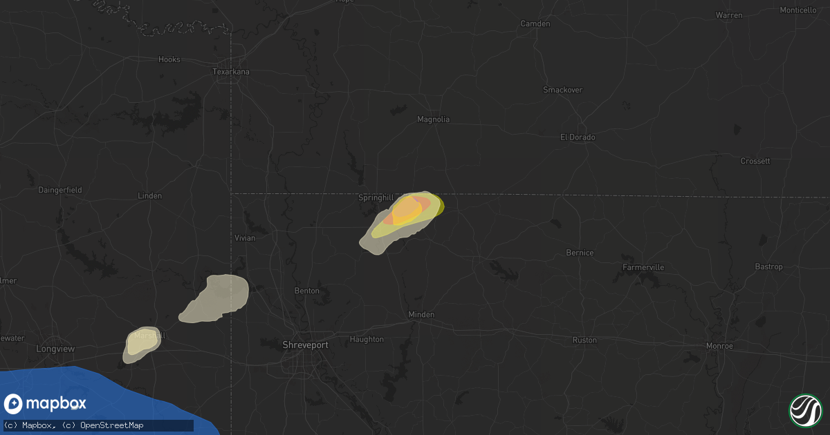 Hail map in Shongaloo, LA on June 3, 2024