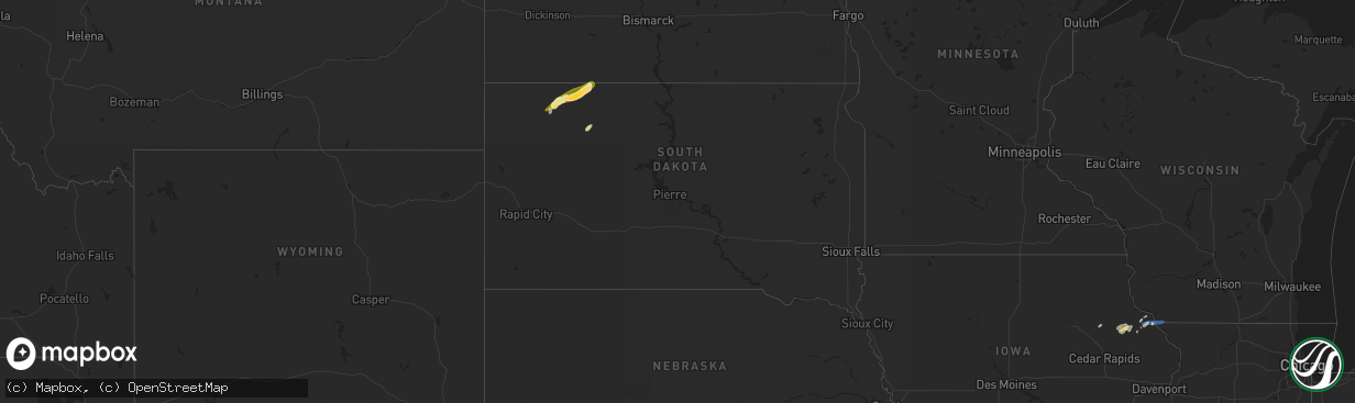 Hail map in South Dakota on June 3, 2024