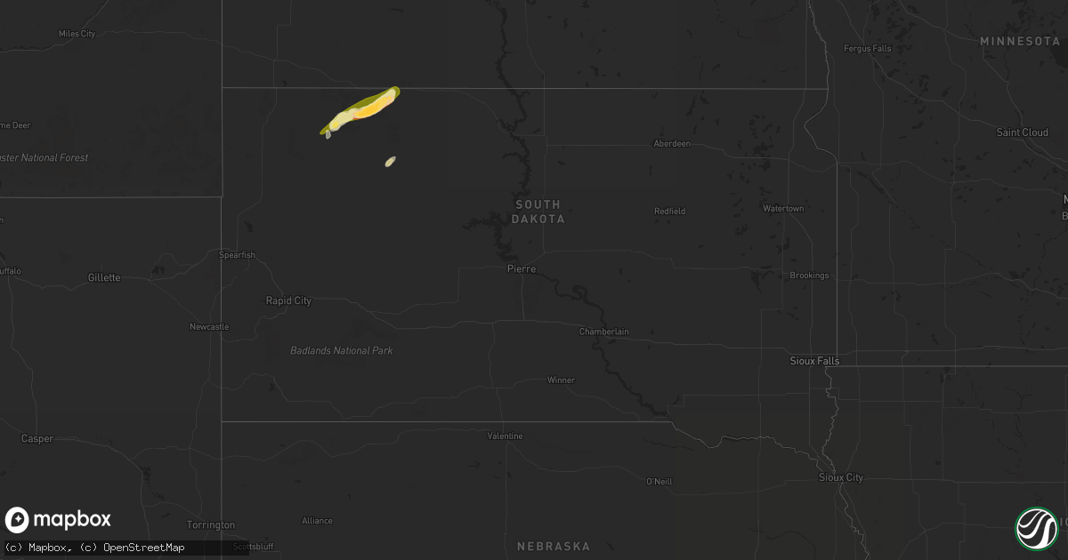 Hail map in South Dakota on June 3, 2024