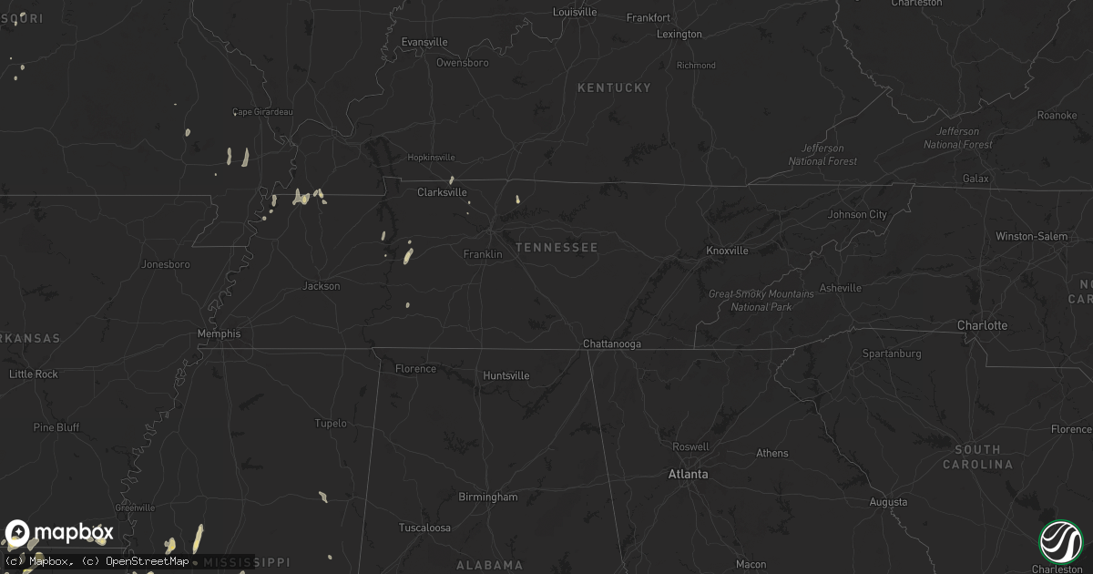 Hail map in Tennessee on June 3, 2024