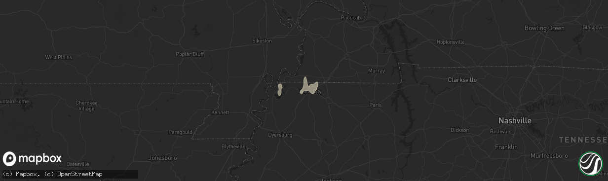 Hail map in Union City, TN on June 3, 2024