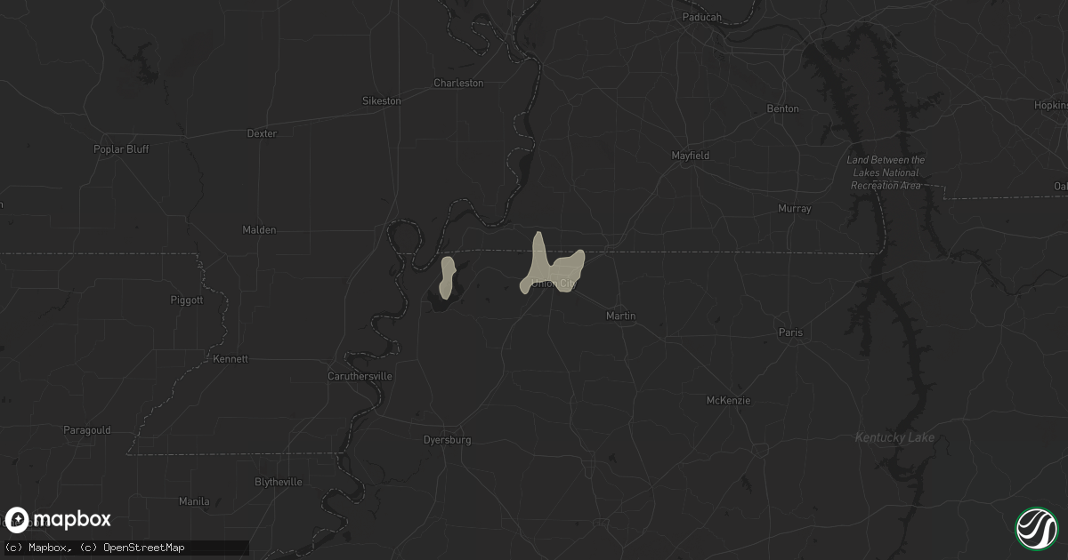 Hail map in Union City, TN on June 3, 2024