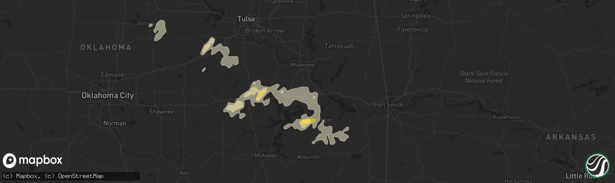 Hail map in Warner, OK on June 3, 2024