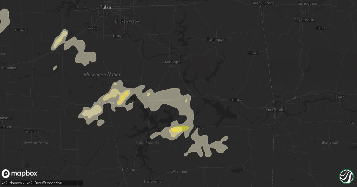 Hail map in Warner, OK on June 3, 2024