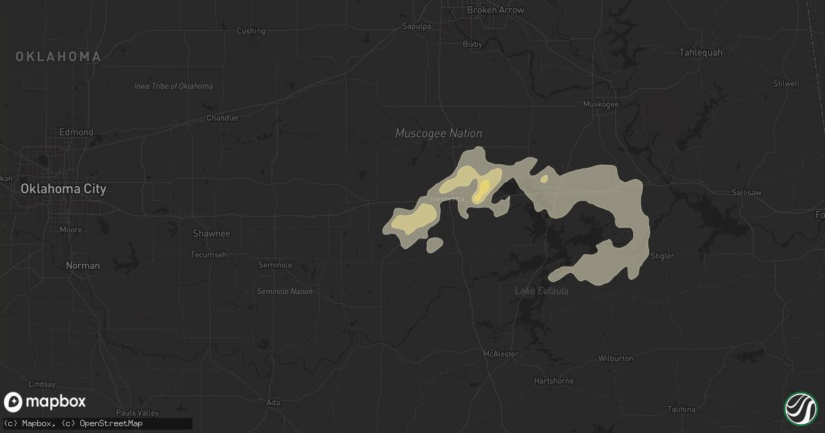 Hail map in Weleetka, OK on June 3, 2024