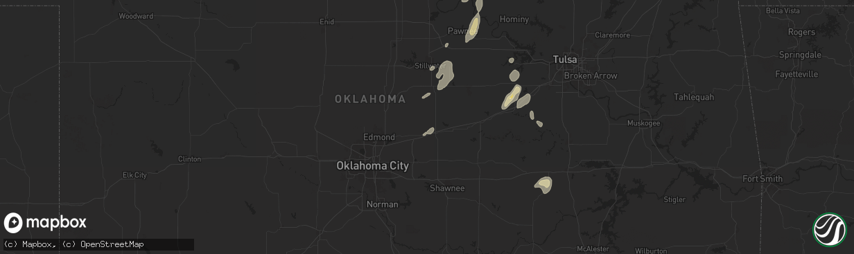 Hail map in Wellston, OK on June 3, 2024