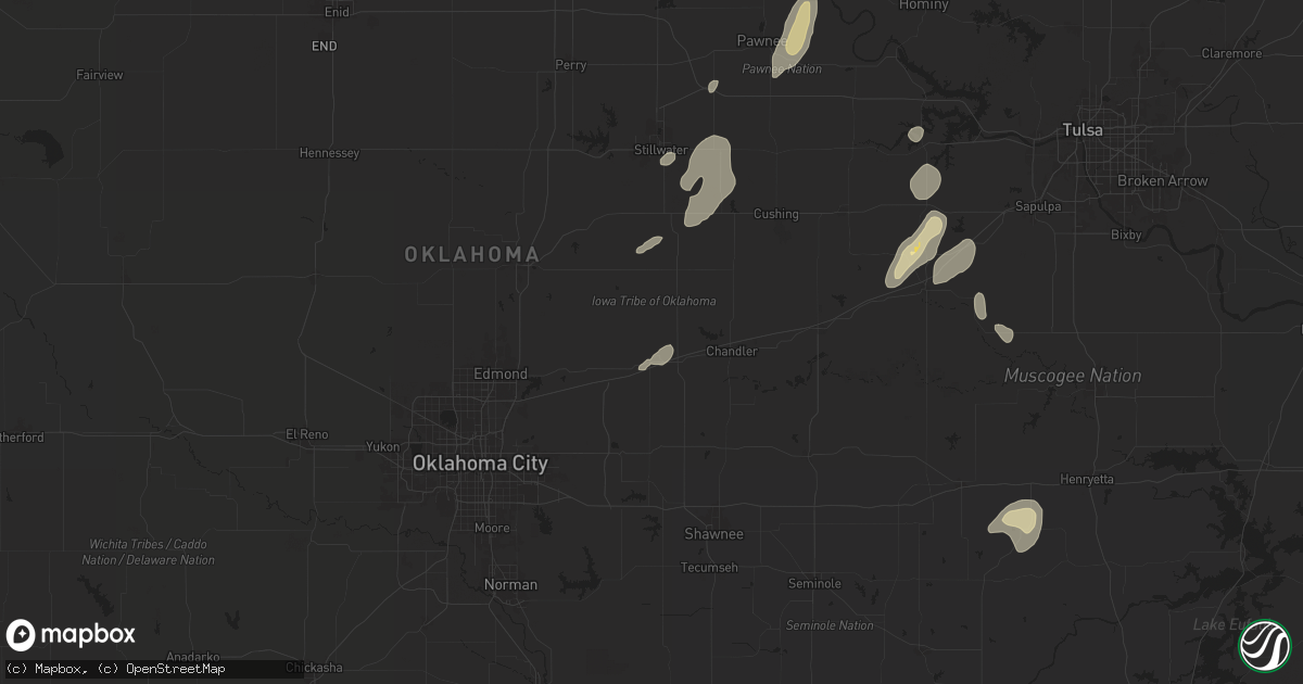 Hail map in Wellston, OK on June 3, 2024