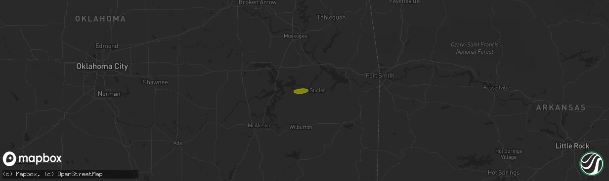 Hail map in Whitefield, OK on June 3, 2024