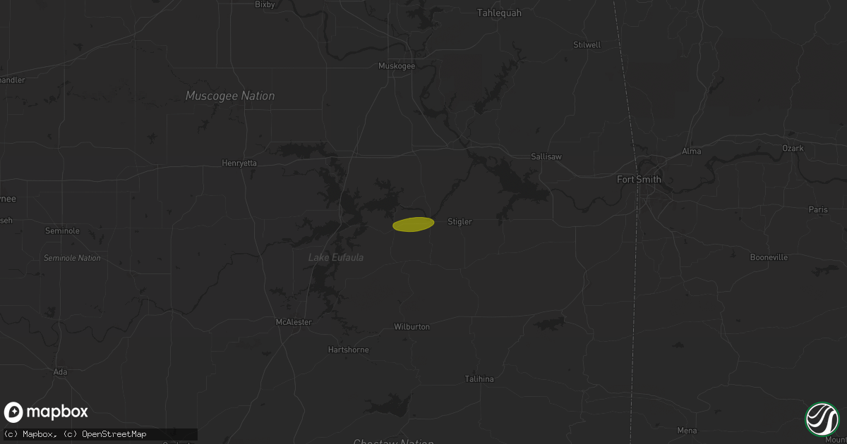 Hail map in Whitefield, OK on June 3, 2024