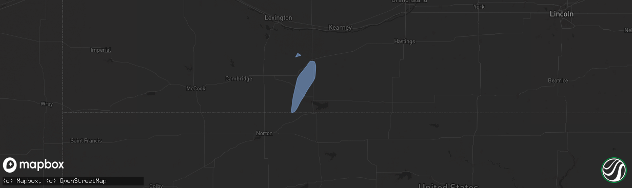Hail map in Alma, NE on June 3, 2025