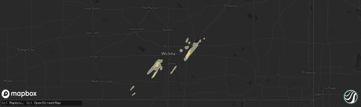 Hail map in Andover, KS on June 3, 2025