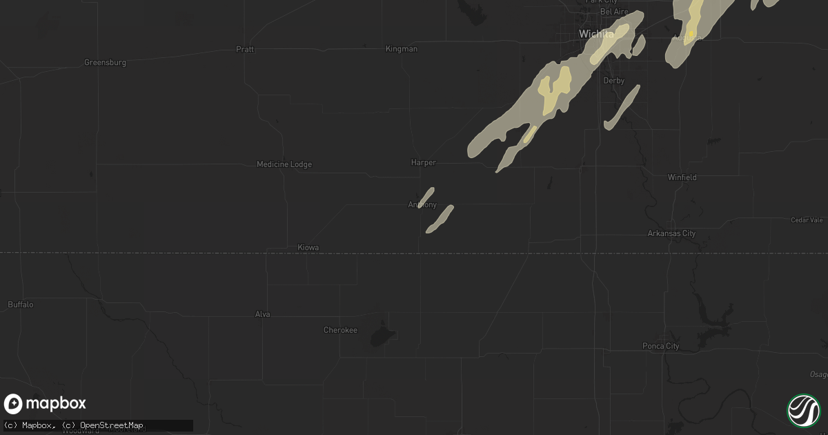 Hail map in Anthony, KS on June 3, 2025