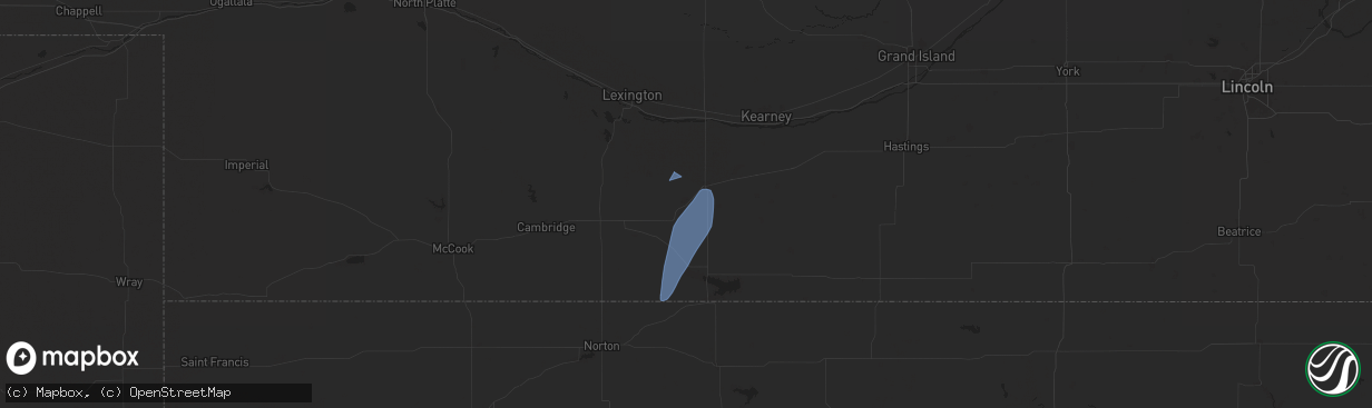 Hail map in Atlanta, NE on June 3, 2025