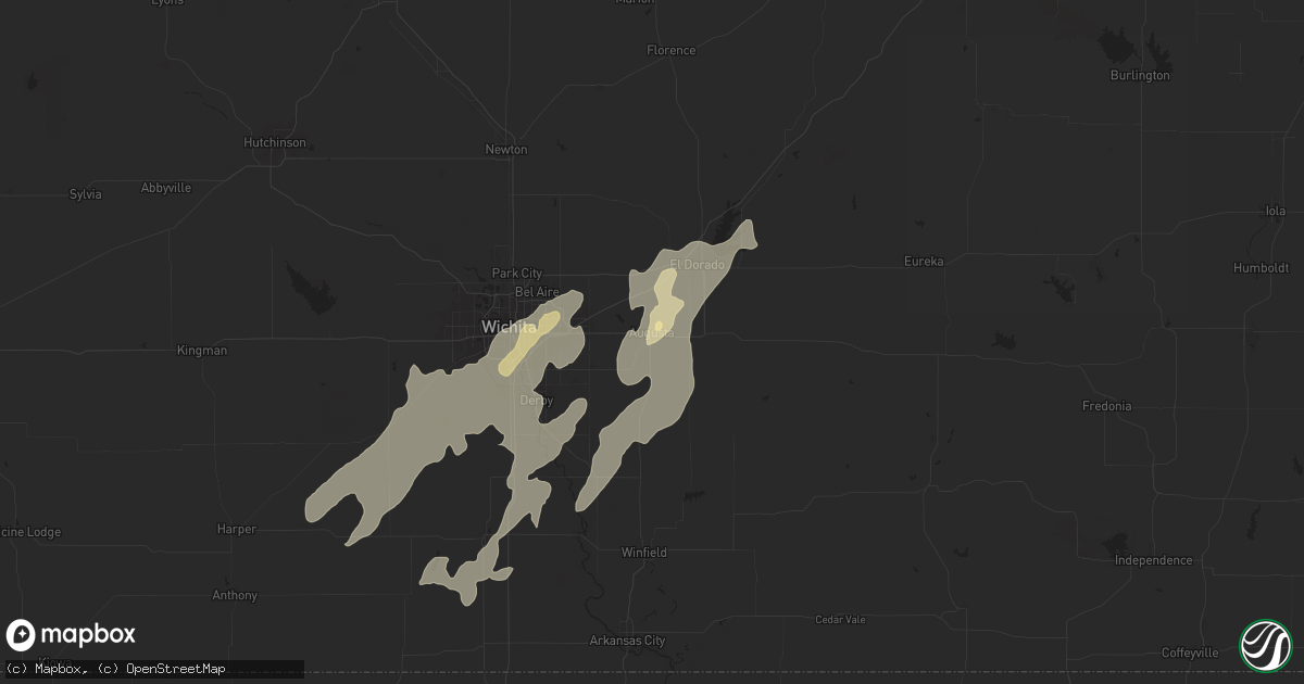 Hail map in Augusta, KS on June 3, 2025