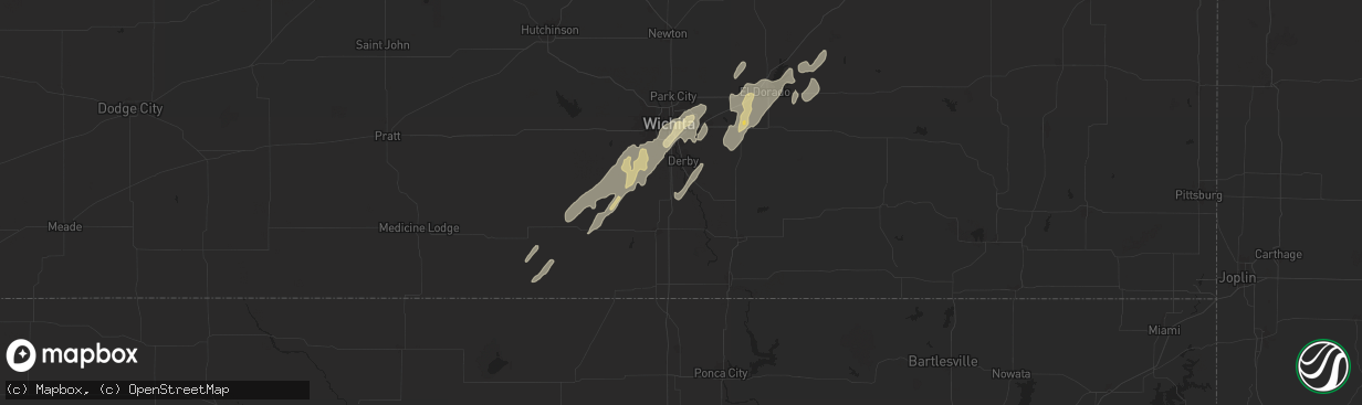 Hail map in Belle Plaine, KS on June 3, 2025