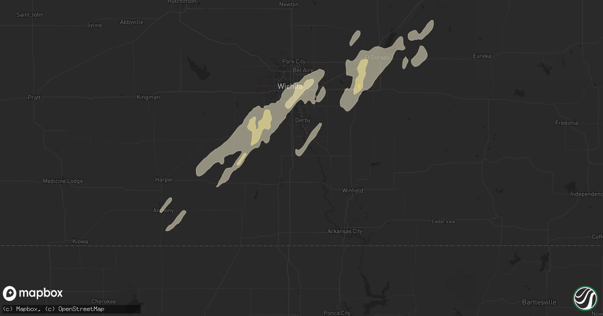 Hail map in Belle Plaine, KS on June 3, 2025