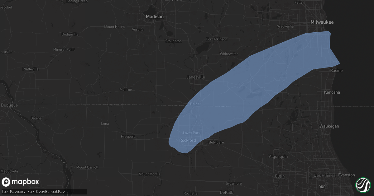 Hail map in Beloit, WI on June 3, 2025