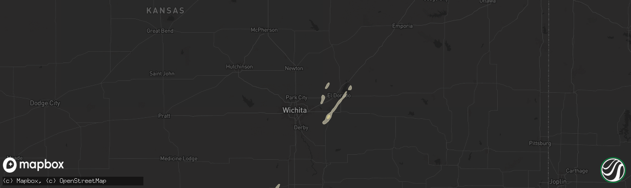 Hail map in Benton, KS on June 3, 2025