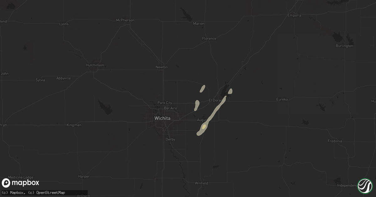 Hail map in Benton, KS on June 3, 2025