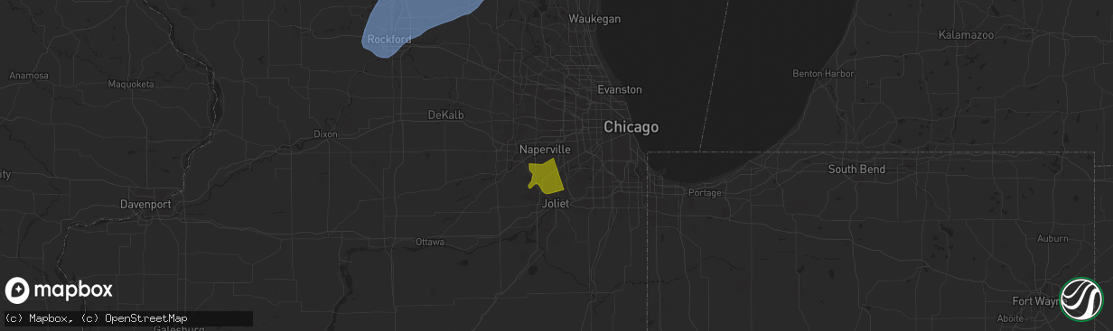 Hail map in Bolingbrook, IL on June 3, 2025