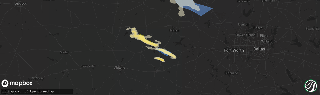 Hail map in Breckenridge, TX on June 3, 2025