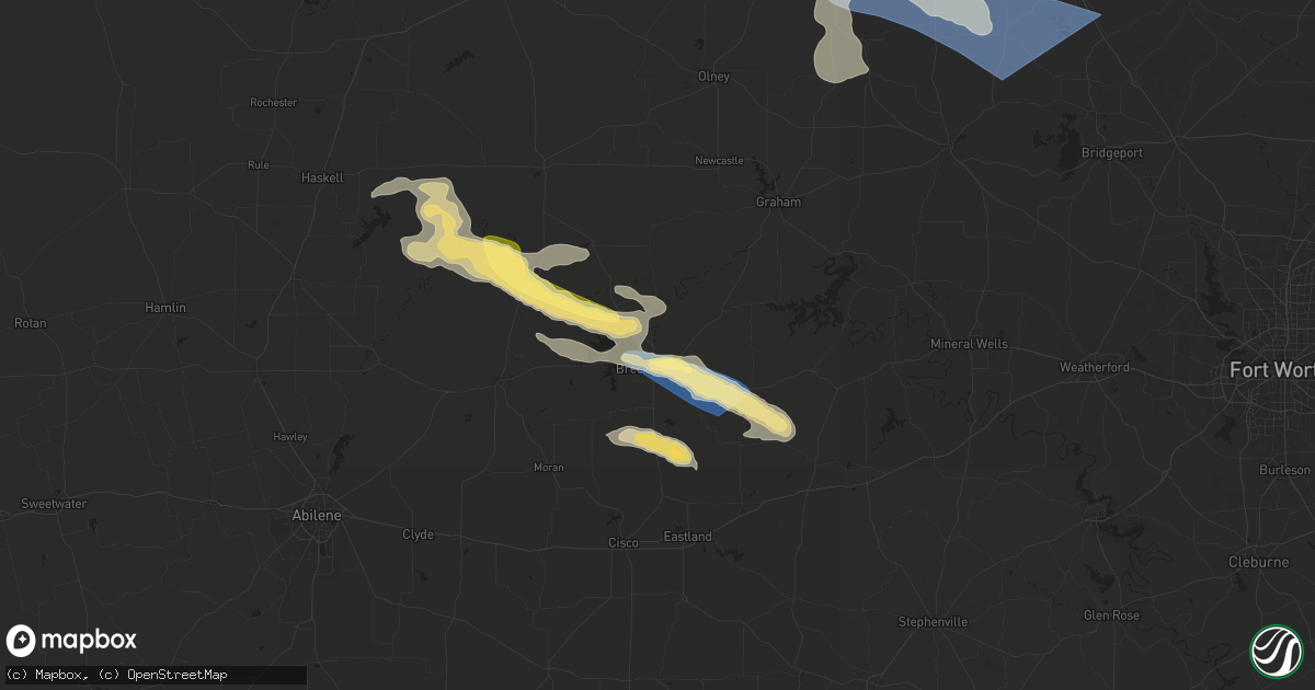 Hail map in Breckenridge, TX on June 3, 2025