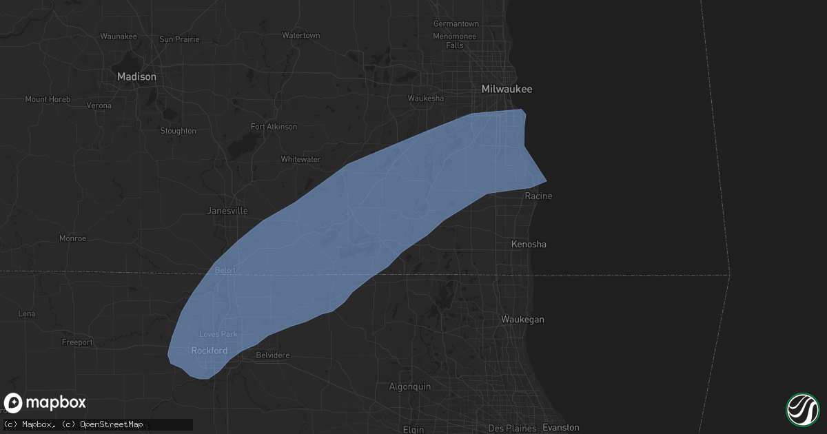 Hail map in Burlington, WI on June 3, 2025